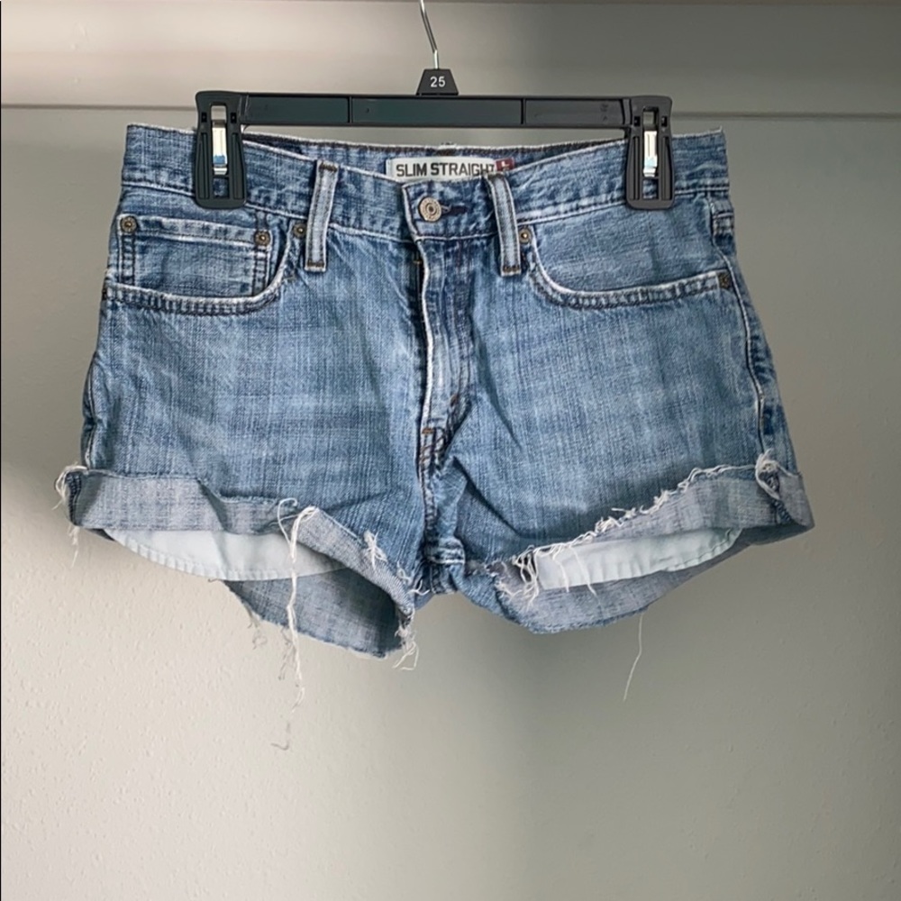 distressed denim shorts